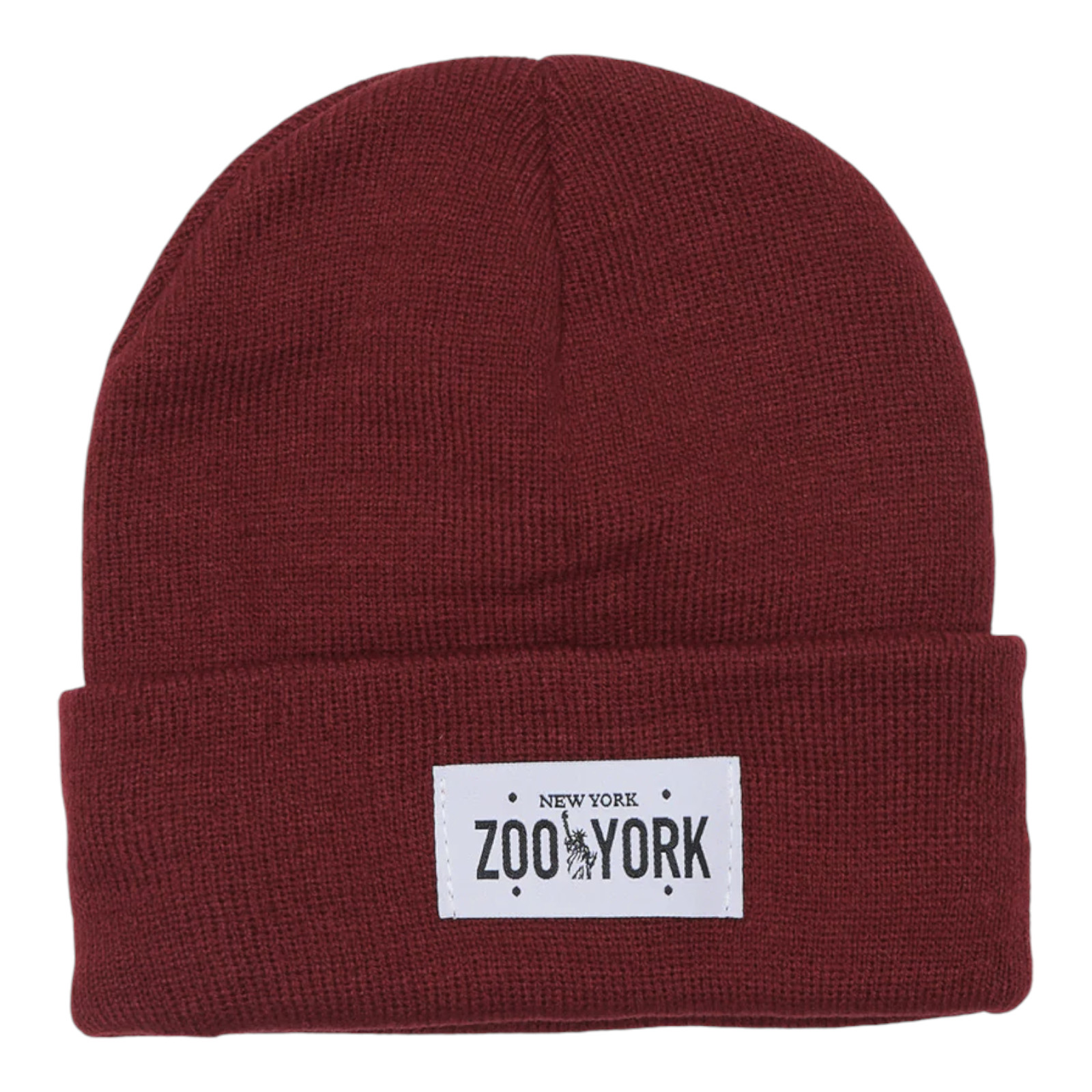 Zoo York Woven Patch Cuffed Beanie Toque Knit Hat - Red