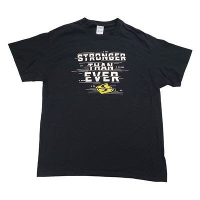 Stronger Then Ever T Shirt L Men Black White Yellow 100% Cotton Port & Company