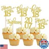 Rsstarxi 30 Pack 18th Birthday Cupcake Toppers Glitter Since 2007 Happy 18th Eighteen Cheers to 18 Years Old Birthday Cupcake Picks for 18th Birthday Party Cake Decorations Supplies Gold