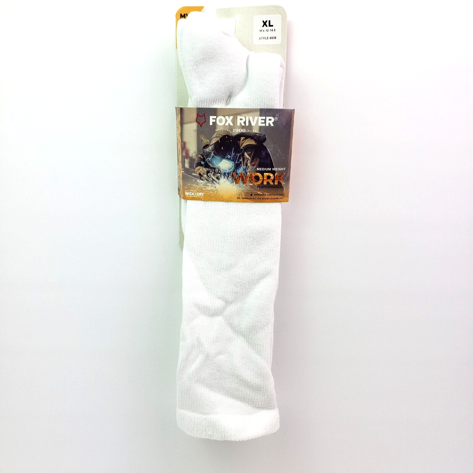 Fox River Mens Sz XL 12-14.5 White Fatigue Fighter Over Calf Work Boot Sock 6536