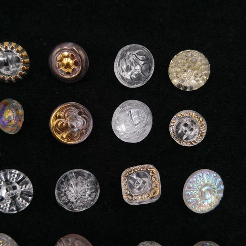 Mixed Lot of 30 Vintage Clear Glass Buttons - Small Round Textured