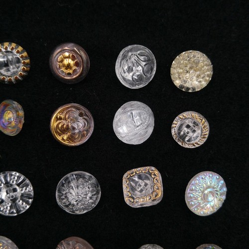 Mixed Lot of 30 Vintage Clear Glass Buttons - Small Round Textured