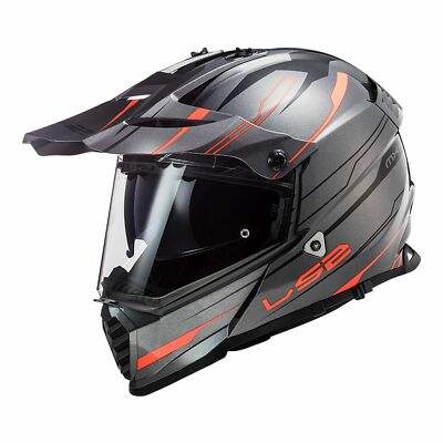 LS2 MX436 PIONEER EVO ADVENTURE MOTORCYCLE HELMET Knight Tit/Fluo Orange LARGE