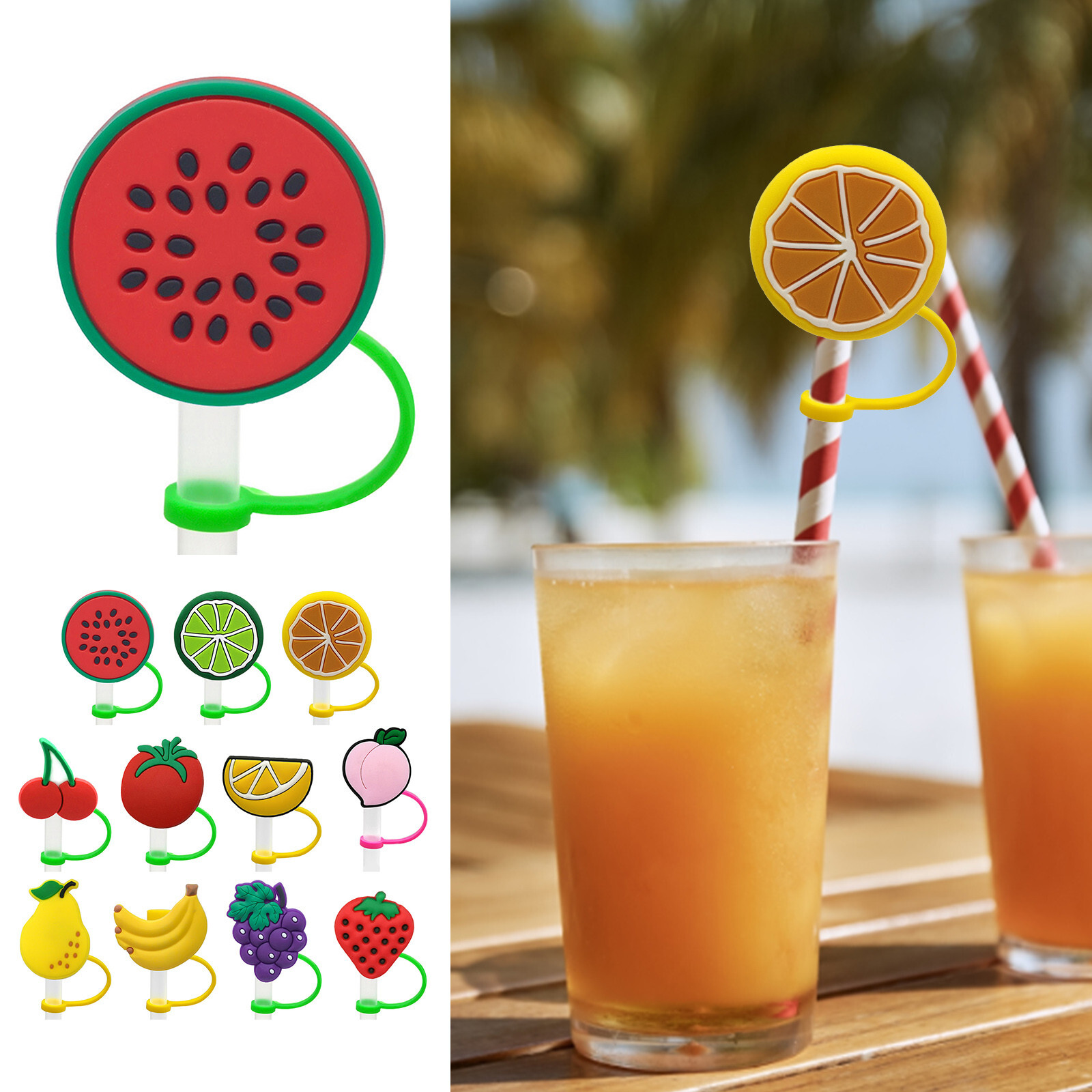S Reusable Straw Protector Fruit Shaped Cute Home Party Holiday