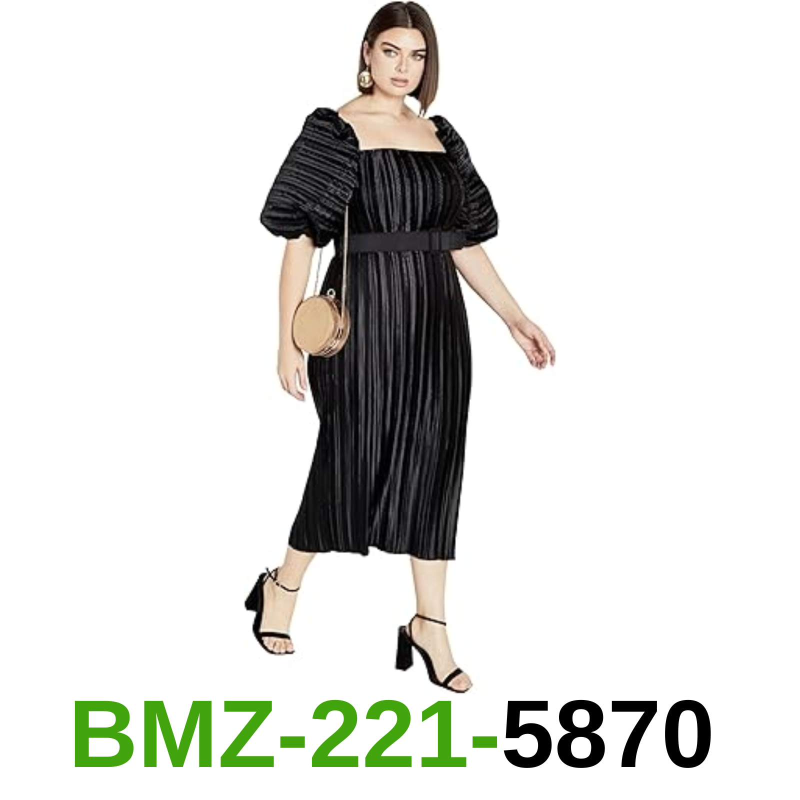 City Chic Women's Plus Size Krista Pleat Dress, Black, 16