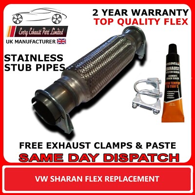 VW Sharan 1.9TDI 90HP 95-2010 Exhaust Repair front Flexi Flex Replacement Pipe