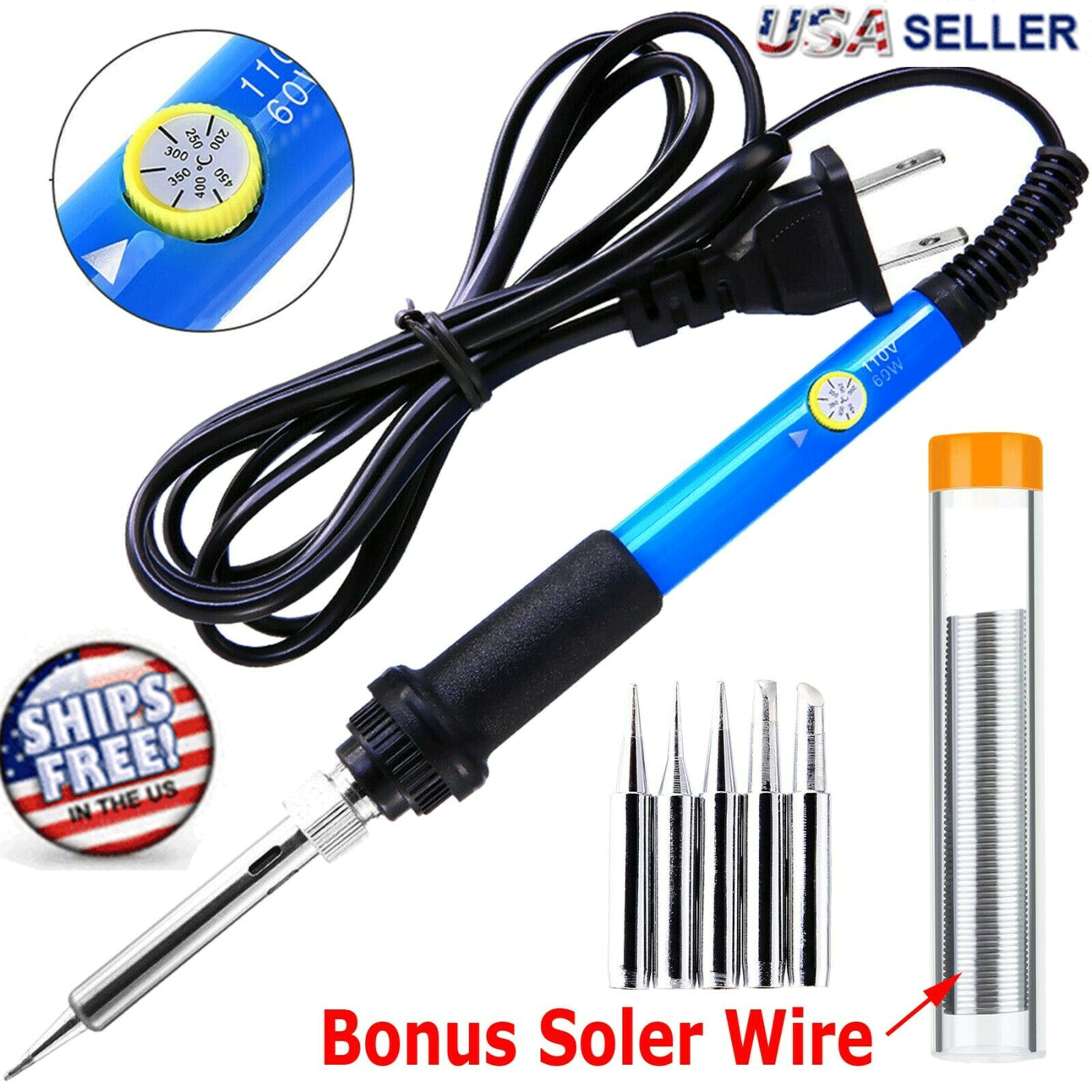 Soldering Iron Electric Gun Solder Wire 60W Temperature Adjust PASTE FLUX Kit