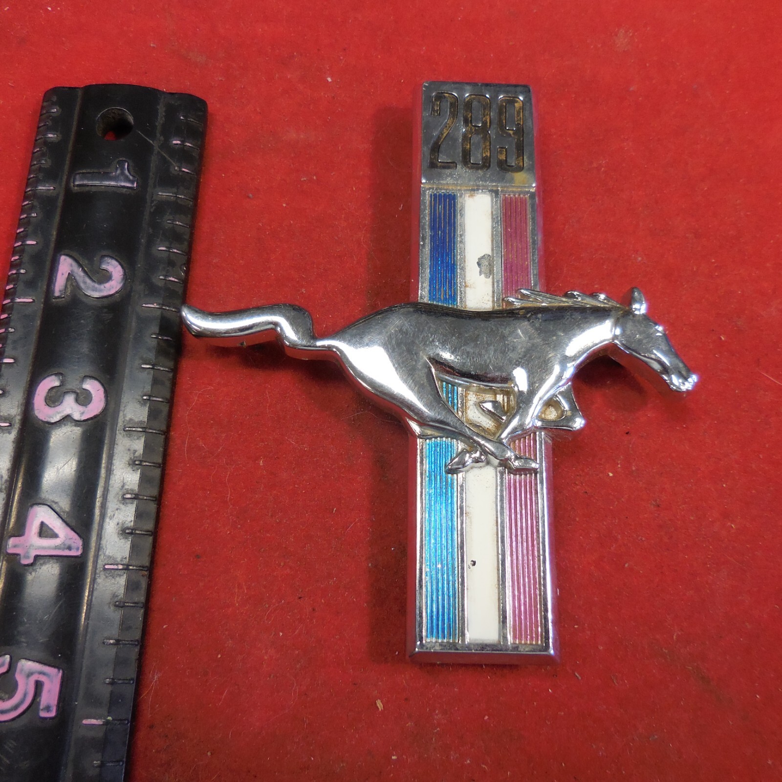 Vintage Ford Mustang 289 Tri-Bar Running Horse Fender Emblem