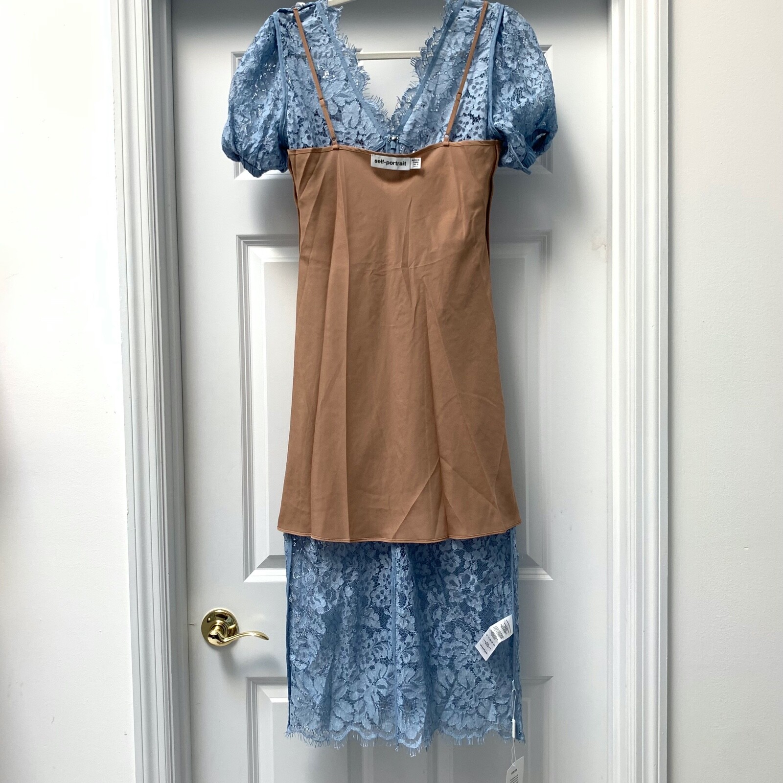 Pre-owned Self-portrait Baby Blue Light Camellia Cocktail Dress