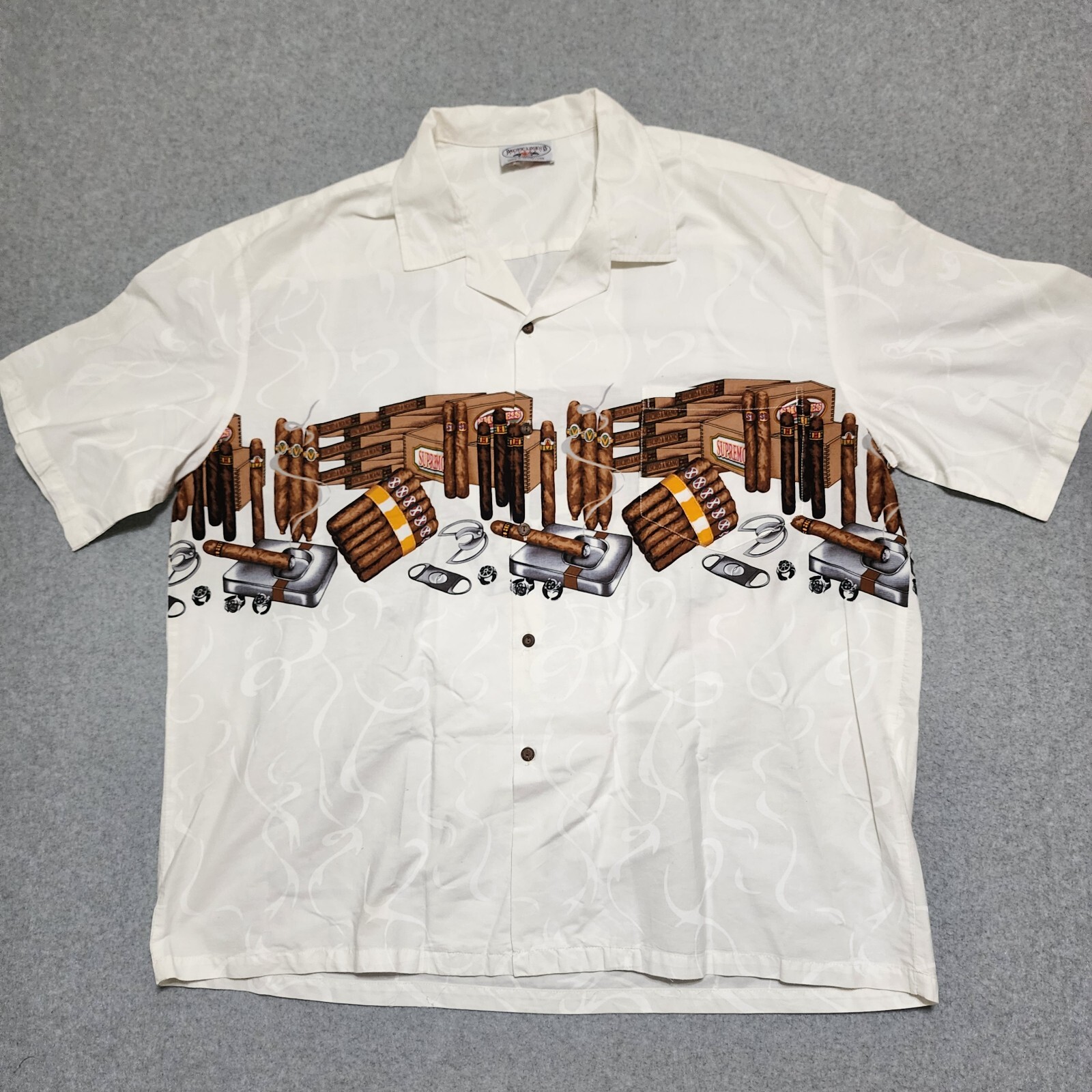 Pacific Legend Cuban Cigar Lounge Tobacco Hawaiian Shirt 3XL Vintage 90's USA