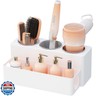 Lifewit Hair Tool Organizer, Removable Hair Dryer Holder Countertop, Acrylic Hot Tools Organizer with 3 Stainless Cups for Curling Iron, Straightener, Hairbrush, Makeup Accessories in Bathroom, White