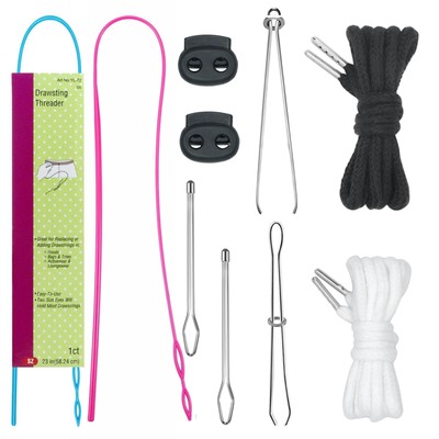 10 Pcs Drawstring Threader and Drawstring Cords Set,2 Pcs Replacement Drawstr...