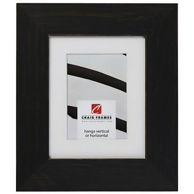 Craig Frames Jasper Wide, 2.5'' Rustic Charcoal Black Picture Frame With a Mat