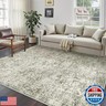 PureCozy 5x7 Area Rug Washable Vintage Living Room Carpet Large Indoor Non Slip Taupe Bedroom Distressed Low Pile Retro Accent Throw Rug for Dining Room