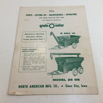 North American Grain-O-Vator 25DS 8GOV10R Maintenance, Operation & Parts Manual