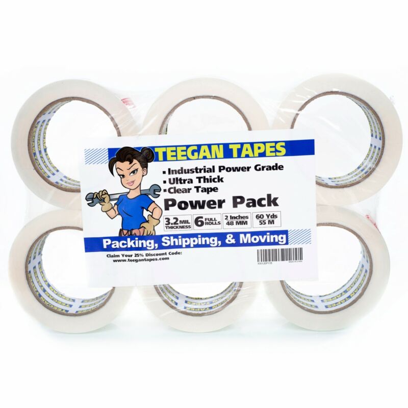 Clear Packing Tape, 6-Pack Power Grade, Strongest Tape on the Market, 3.2 Mil