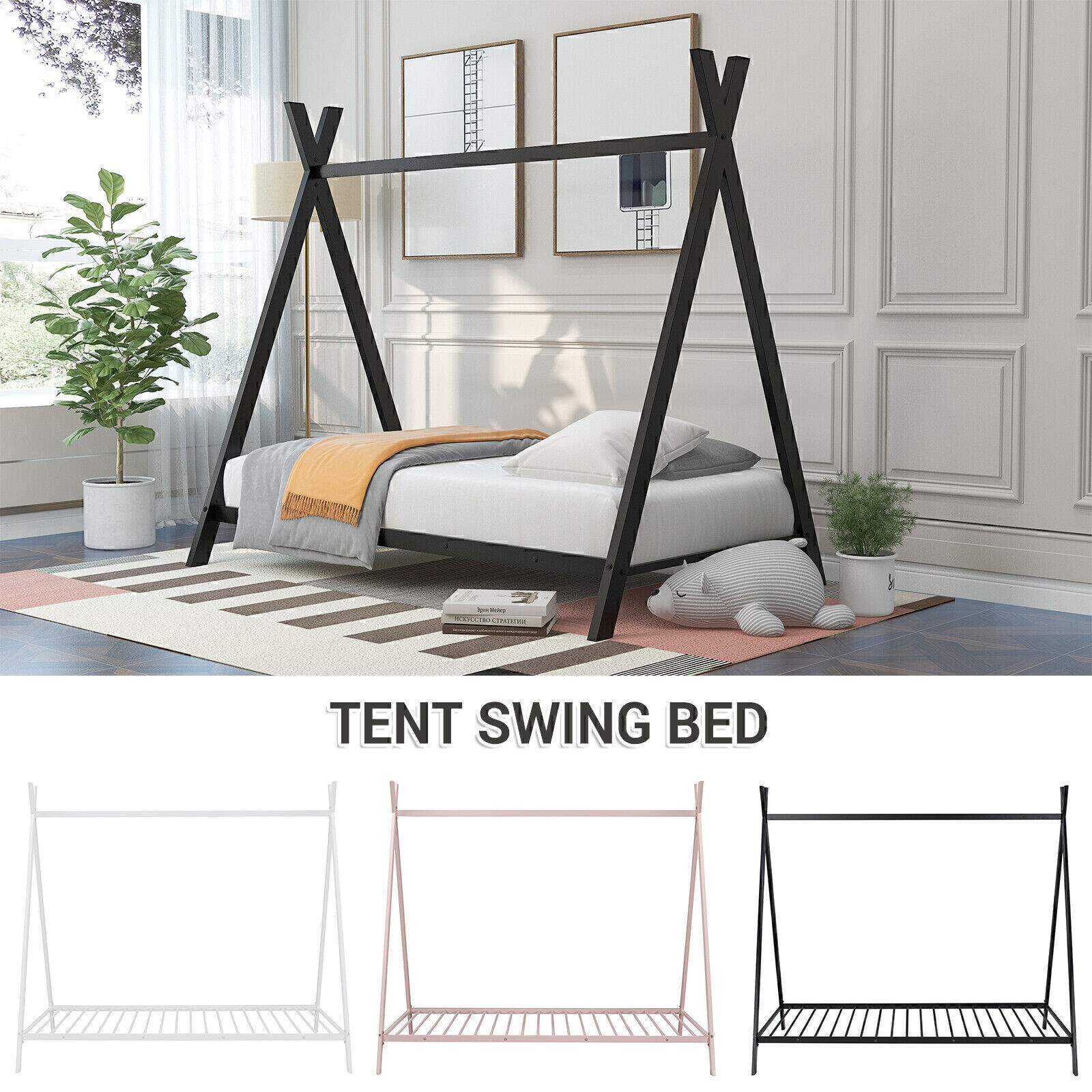 Twin Size Metal Play House Bed Bedroom