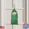 Macrame Mail Organizer Wall Mounted, Hanging Woven Basket for Boho Home Office Decor, Front Door Baskets, Key Mail File Letter Envelope Holder for Entryway Hallway, Grass Green