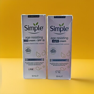 Simple Age Resisting Set Day & Night Cream Regeneration Sensitive Skin 1.7 OZ