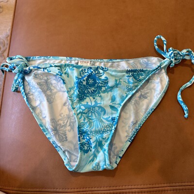 Venus Sz 12 L Bikini Bottom String Blue Bathing Suit