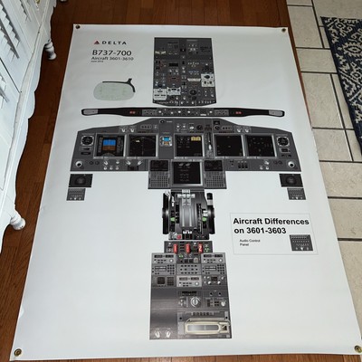 Boeing 737 -  700 Delta Cockpit Vinyl Large Training Poster