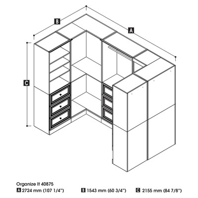 Versatile by Bestar 40875 108 in. Corner Storage Kit