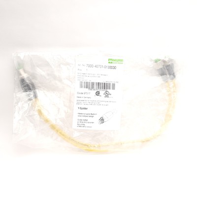 Murr Elektronik 7000-40701-0130030 Y-Splitter, M12 Male to Two M12 Females, 0.3m