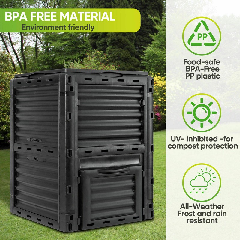 80 Gallon Garden Composter Bin Outdoor Fast Creation of Fertile Soil Compost Bin