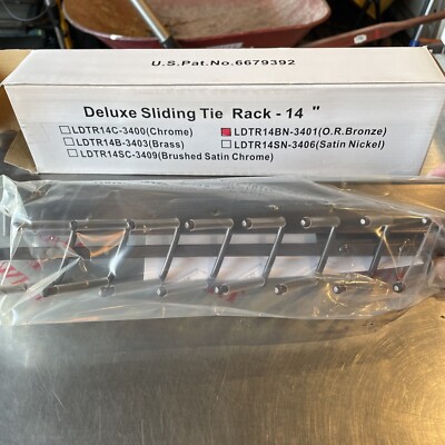 Sidelines Deluxe Sliding Steel Tie Rack Bronze 14  LDTR14BN-3401