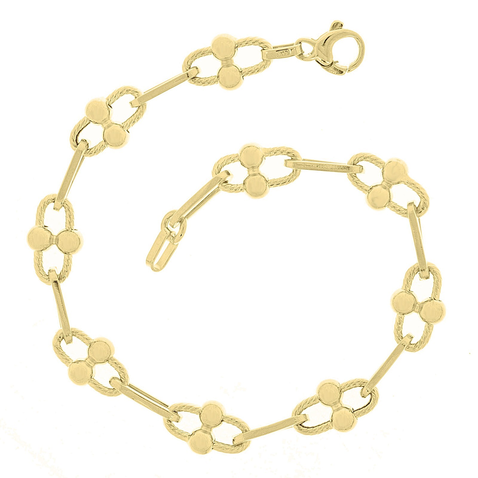 アクセサリー Vintage paper ball chain bracelet Italian 14k Yellow Gold Ball Bead Oval Paper Clip Chain