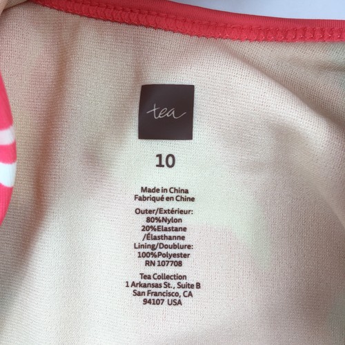 Tea Collection Halter Tie Passionfruit Ruffle Tankini Swim Top Guava Coral Sz 10