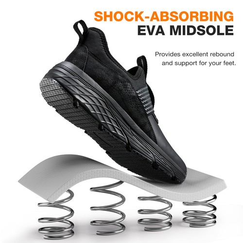 NINGO Men's Slip-Resistant Work Shoes Lightweight Water & Oil Resistant Sneakers