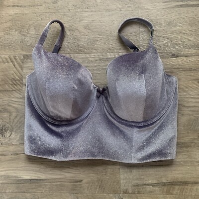 NEW VICTORIAS SECRET BODY BY VICTORIA LINED DEMI VELVET SPARKLE BRA BUSTIER 34DD