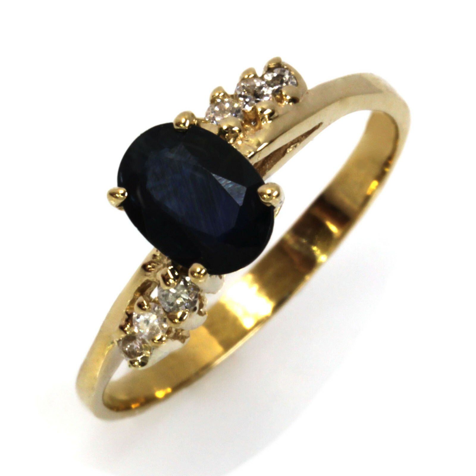 Pre-owned Jewelry By Arsa 1.2 Ctw Natural Blue Sapphire & Diamond Solid 14k Yellow Gold Engagement Ring In G-h