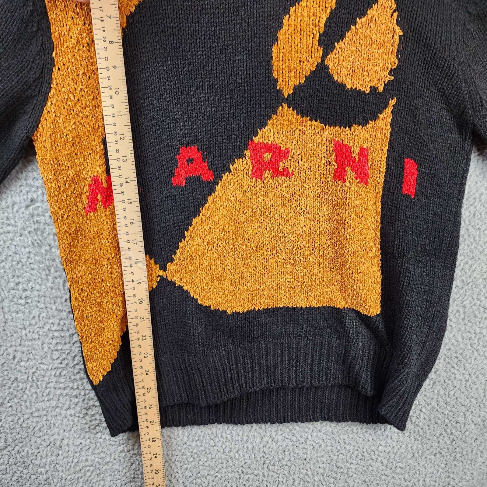 Pre-owned Marni X Carhartt Logo Intarsia Sweater Men's 48 Black/gold Wool-blend Longsleeve