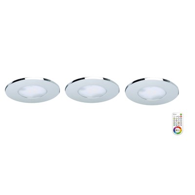 3er Set iDual LED Deckenleuchten Performa RGB jedi Einbauleuchte chrome Bad IP65