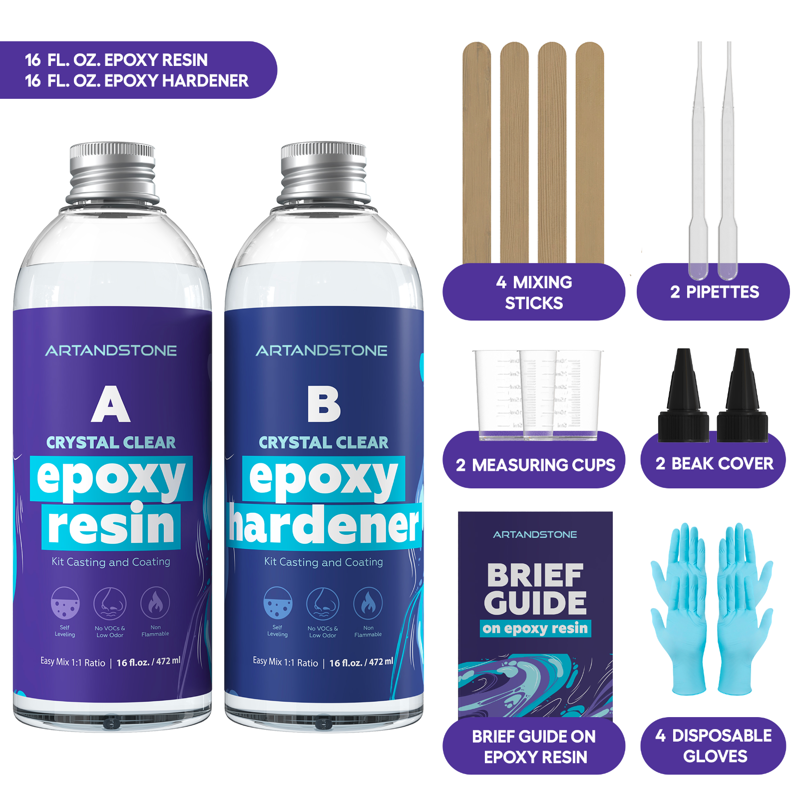 Crystal Clear Epoxy Resin Kit - 32 Oz (with Tools)