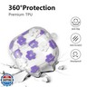 AIIEKZ Compatible with AirPods 4 Case Cover 2024, Soft TPU with Cute Flower Pattern for AirPods 4th Generation Case with Flower Keychain and Cleaning Kit for Girls Women (Purple)