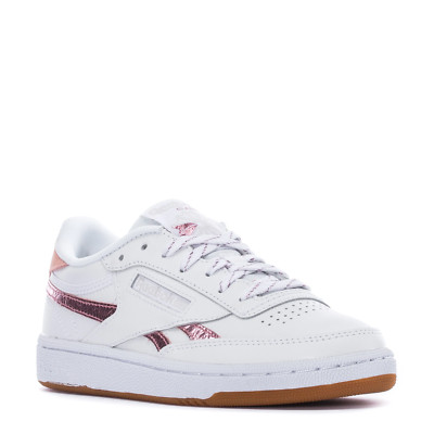 REEBOK CLUB C 85 LACE-UP LO TRAINER SNEAKER WOMEN SHOES WHITE/BLUSH SIZE 8.5 NEW
