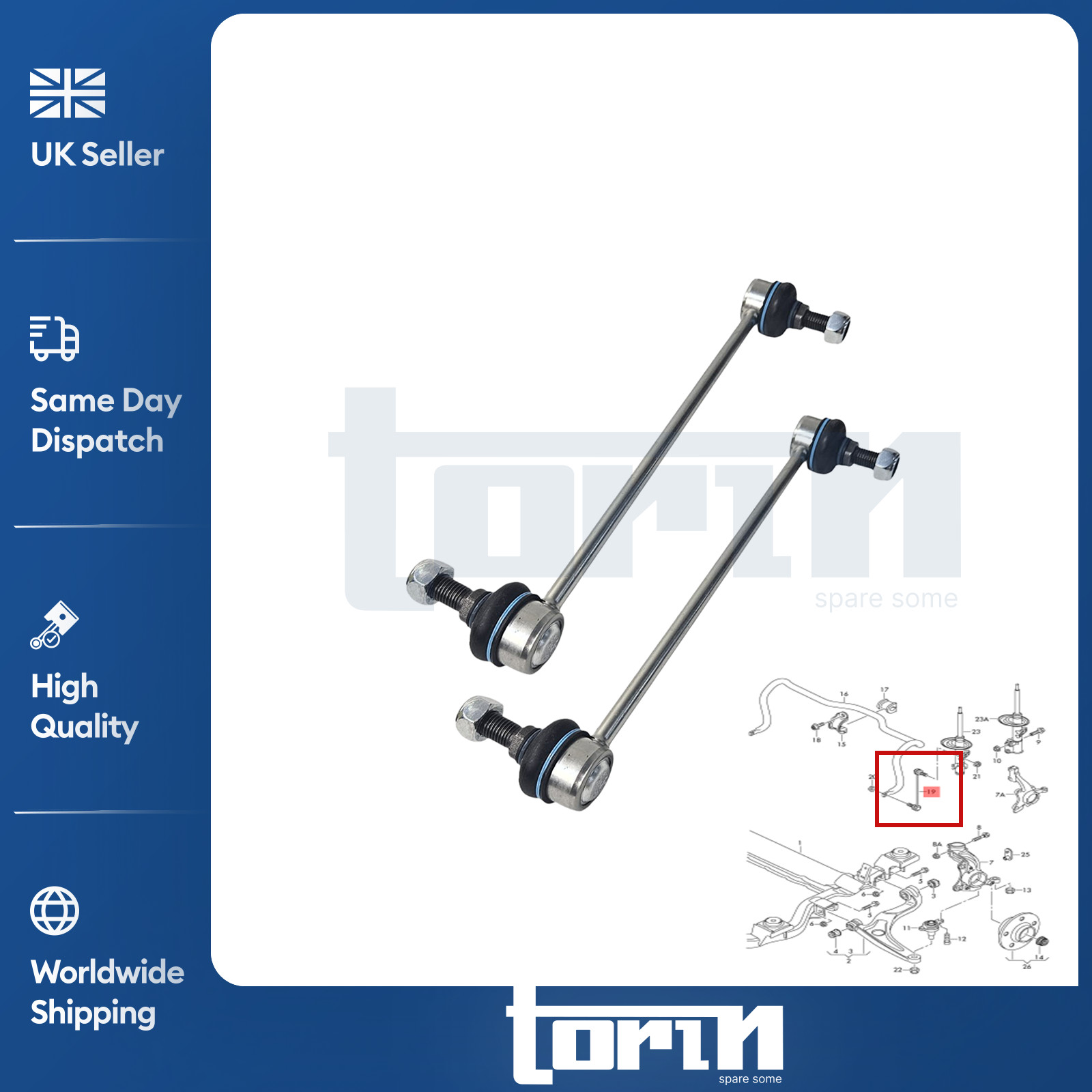 2X  FOR VW T6 TRANSPORTER FRONT STABILISER ANTI ROLL BAR DROP LINKS 7H0411317A