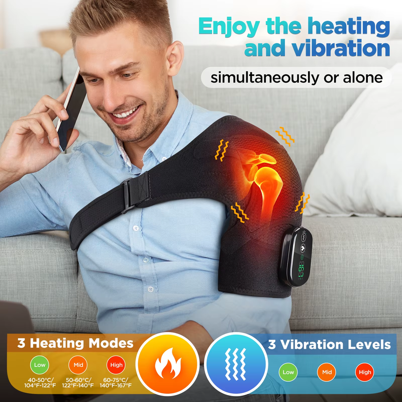 Heated Shoulder Massager Machine Eletric Vibration Heating Shoulder Massage Heat