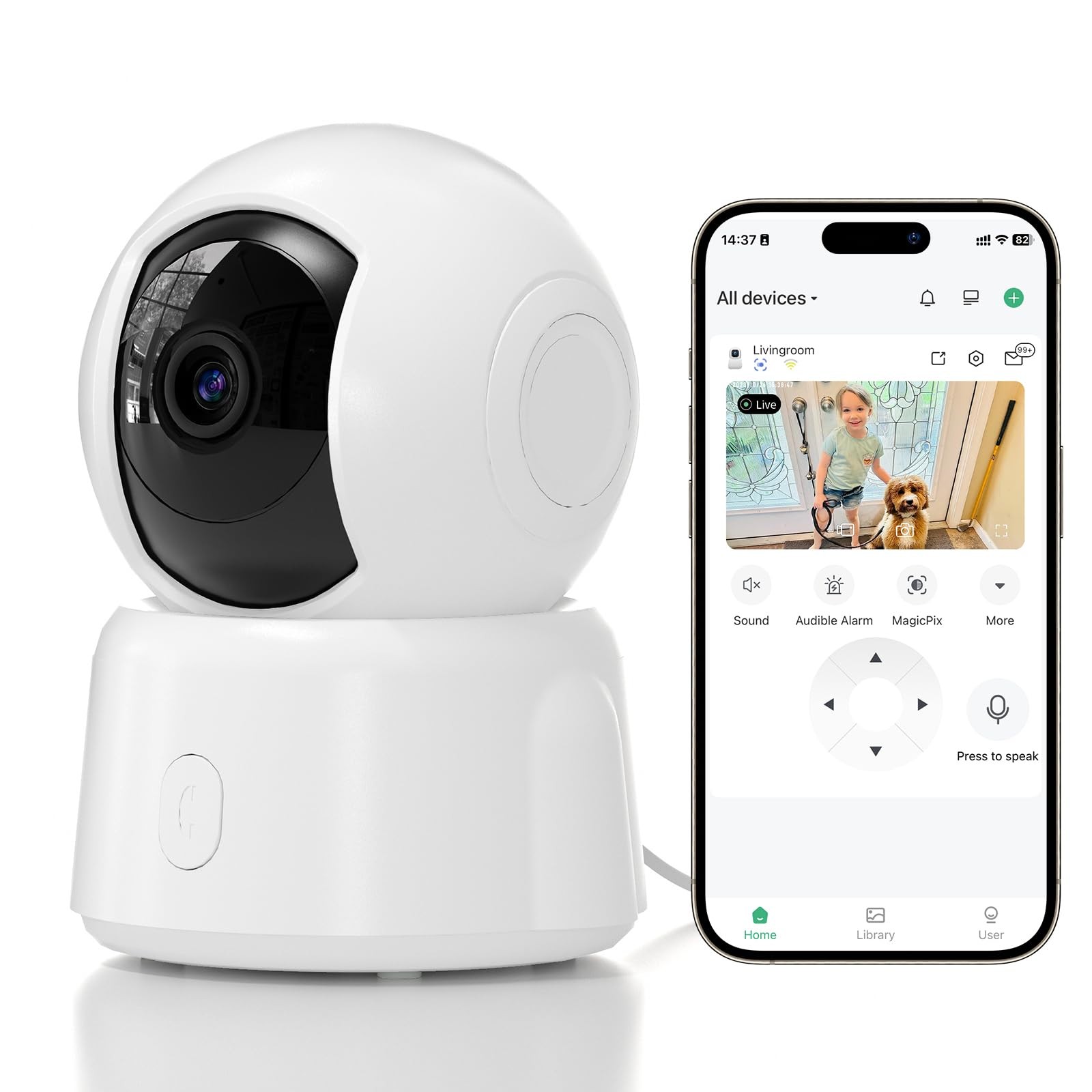 hansang Indoor Security Camera 2K Pet Camera for Home Security Dog Cam Pan/Tilt