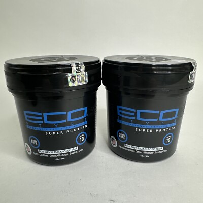 Lot of 2 ECO Style Super Protein Styling Gel for Dry & Damaged Hair No Flake