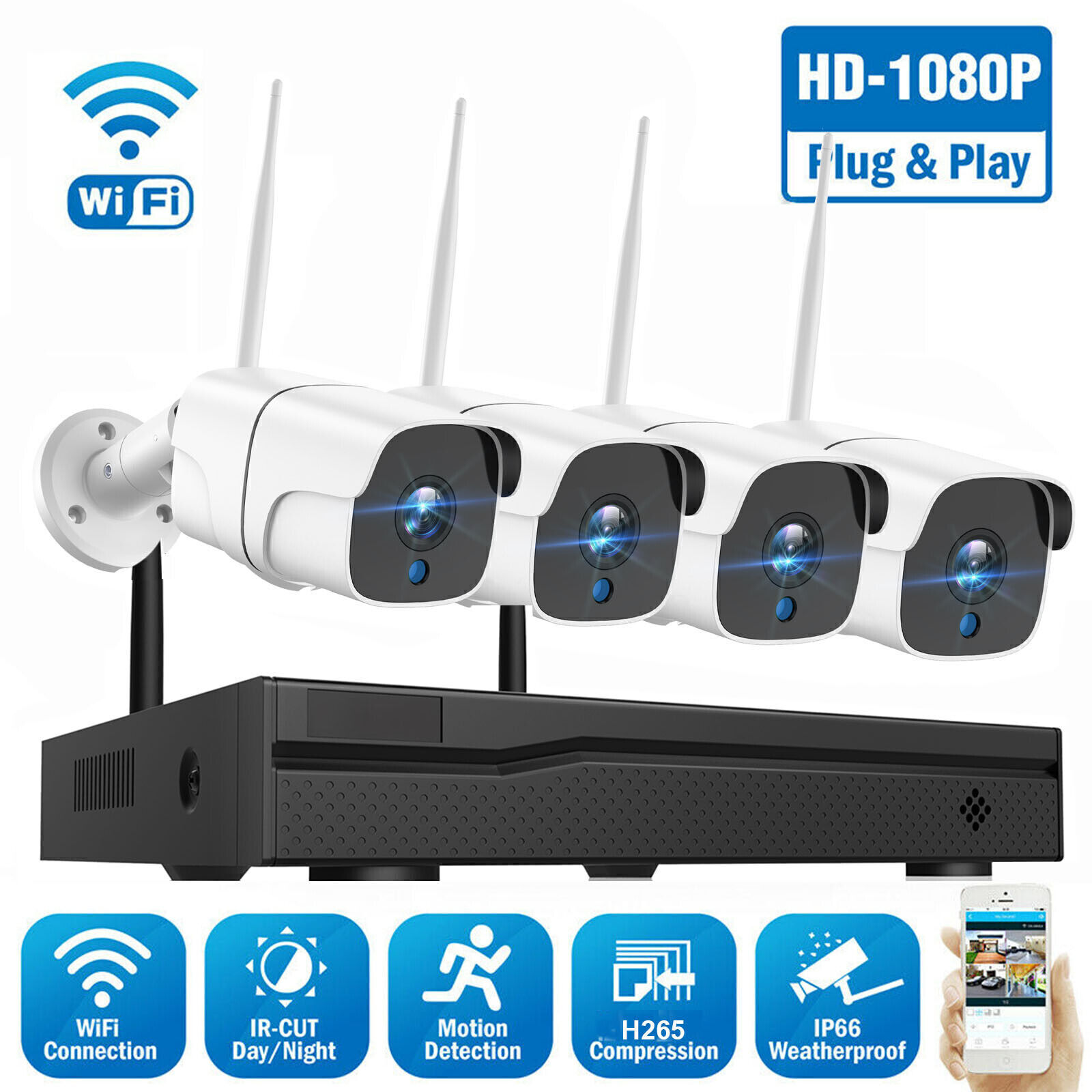 Outdoor  Cctv 1080p Video 8ch Nvr Kit