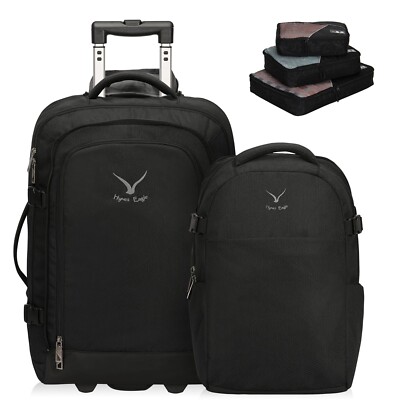 Hynes Eagle 2 in 1 Travel Luggage 22'' Carry on 63L Rolling Suitcase Packing Set
