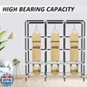 LOKEME Wardrobe Closet,Portable Closet for Bedroom Steel Pipe Diameter 19mm Strong and Sturdy Black Portable Closets for Hanging Clothes with 3 Hanging rods, 6 Storage Shelves and Side Pockets