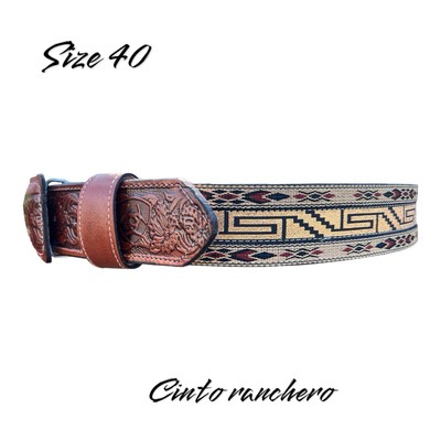 leather belt Cowboy western Cinto Ranchero Size 40 Cinturón Vaqueros