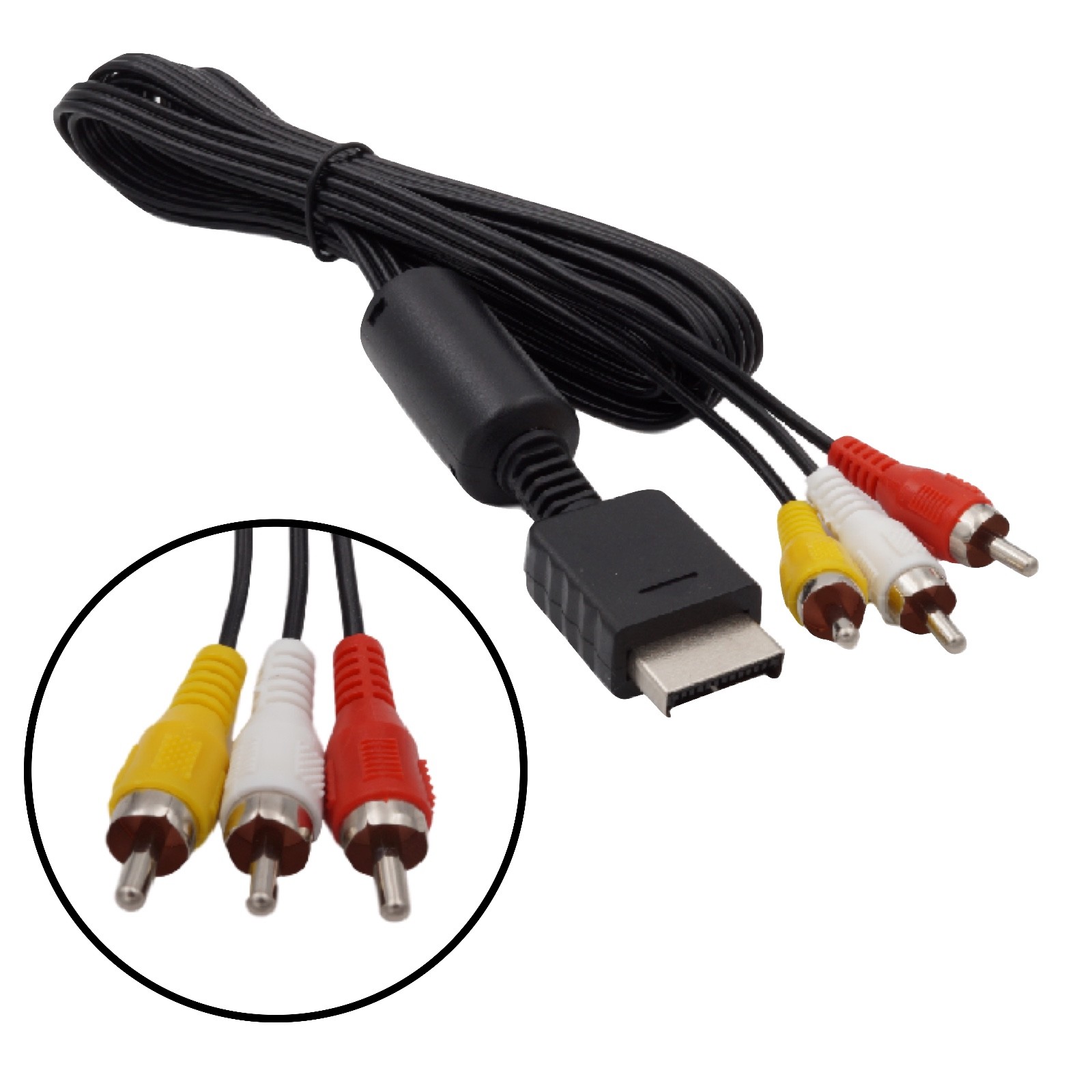 AV TV Kabel für Sony Playstation PS1 PS2 PS3 Chinch Audio Video Kabel schwarz