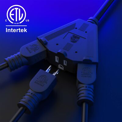 14/3 Gauge Heavy Duty Outdoor Extension Cord 12 FT 90 Degree Angled 3 Prong P...