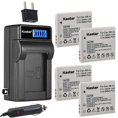 Kastar Battery LCD AC Charger for Canon NB-4L NB-4LH Digital IXUS 120 IS Camera